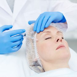 Close-up of the acupuncture medical treatment with special needles